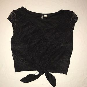 Lace Tie-Up Crop Tee